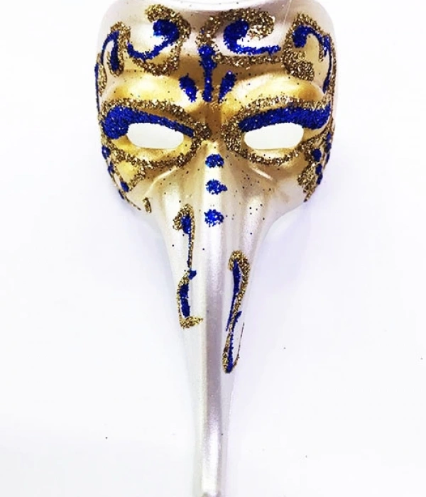 Mavi Renk İşlemeli Seramik Malzemeden İmal Venedik Uzun Maske Magnet