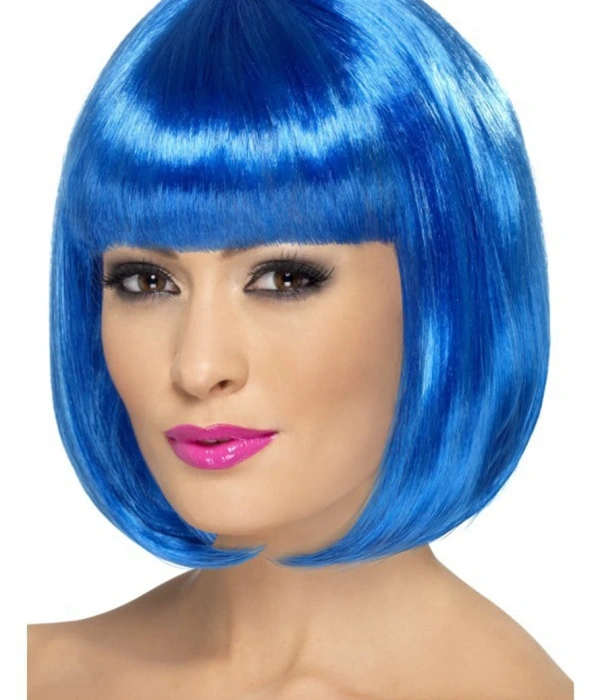 Mavi Renk Parti Peruğu Kısa Küt Saç