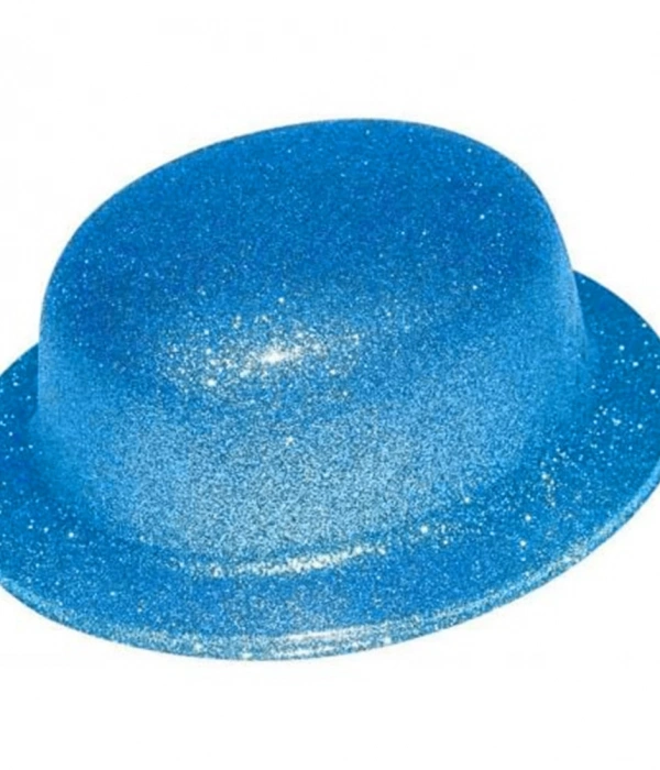 Mavi Renk Simli Melon Yuvarlak Parti Şapkası 24x26 Cm