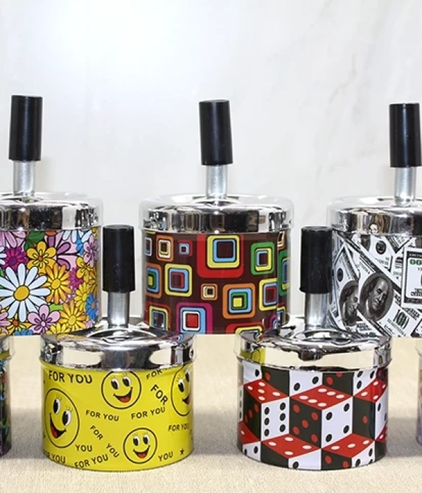 Metal Renkli Basmalı Küllük Yuvarlak Alk4528