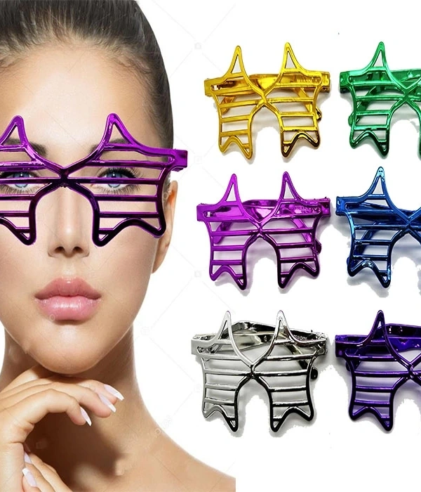 Metalize Ekstra Parlak Yıldız Panjur Parti Gözlüğü 6 Renk 6 Adet
