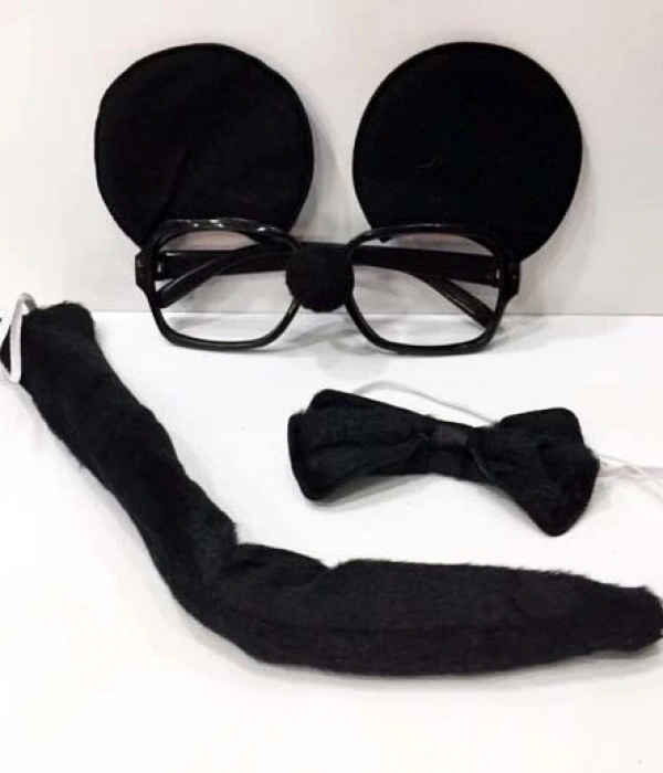 Mickey Mouse Gözlüğü Papyonu Kuyruğu Seti