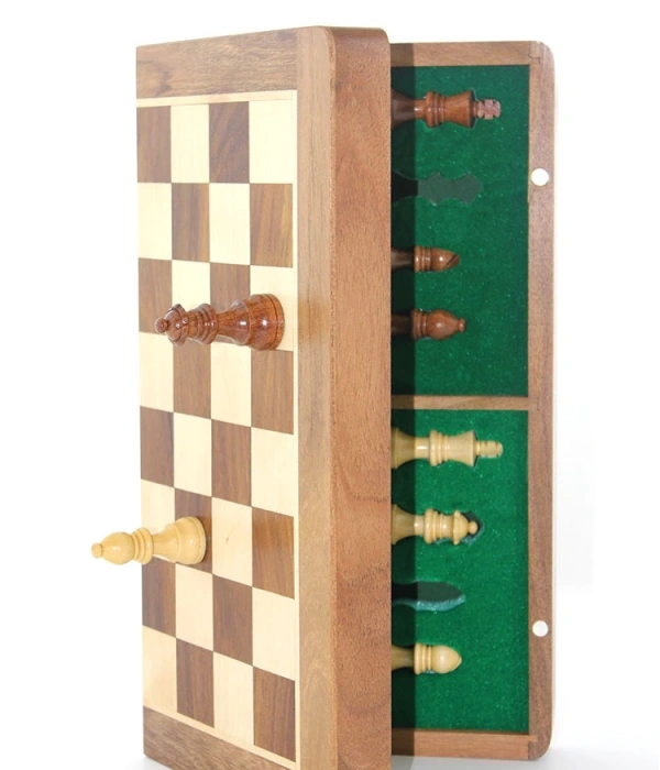 Mıknatıs Taşlı Ahşap Katlanabilir Kutulu Satranç Oyunu 35 Cm G224