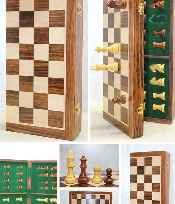 Mıknatıs Taşlı Ahşap Katlanabilir Kutulu Satranç Oyunu 40 Cm G225