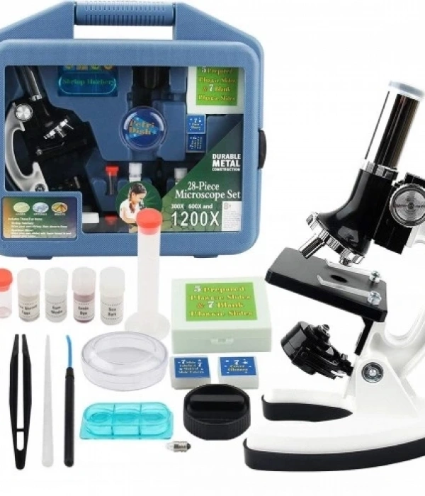 Mikroskop Taşınabilir Set 28 Parça Eğitim Mikroskop Kiti 300x 600x Ve 1200x Çocuklara