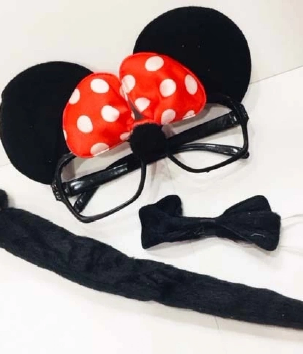 Minnie Mouse Gözlüğü Papyonu Kuyruğu Seti