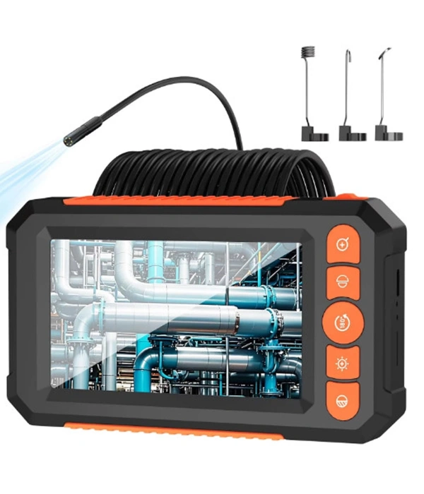 Monitörlü Çift Kameralı 10 Mt Sert Kablo Yılan Endoskop Kamera 8 Mm 4.3 Inc