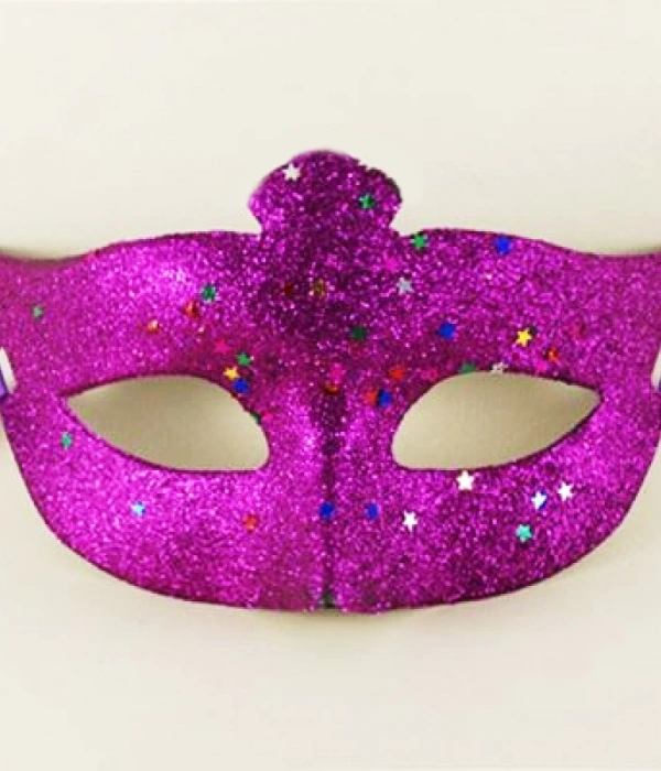 Mor Renk Simli Yıldızlı Kostüm Partisi Maskesi 17x10