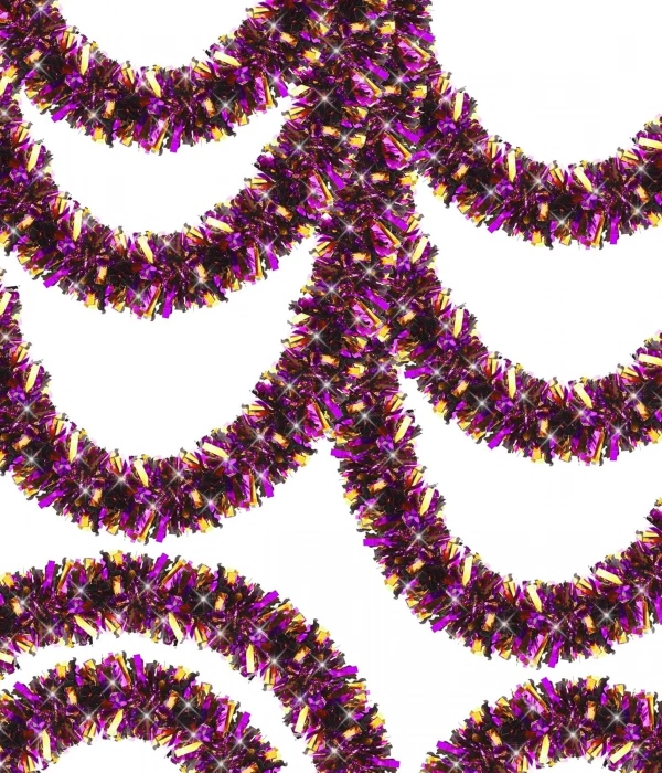 Mor Turuncu Renk 4 Cm Genişlik Garland Çift Renk Sim Süs 180 Cm