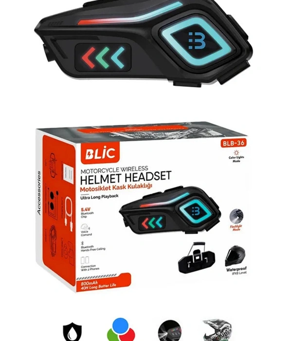 Motor Kask Kulaklık Rgb Modlu Motosiklet Kulaklık Su Geçirmez 5.4 Bluetooth Intercom Blb_36