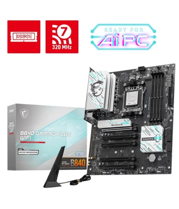 MSI B840 GAMING PLUS WIFI AM5 DDR5 8000(OC)Mhz ATX Gaming (Oyuncu) Anakart