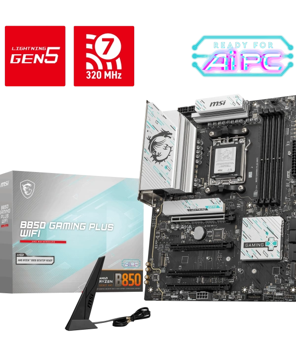 MSI B850 GAMING PLUS WIFI AM5 DDR5 8200MHZ(OC) DP 3x M.2 USB 10Gbs 5G LAN WI-FI 7 ATX