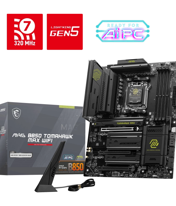 MSI MAG B850 TOMAHAWK MAX WIFI AM5 DDR5 8400MHZ(OC) HDMI 4x M.2 USB 10Gbs 5G LAN WI-FI 7 ATX