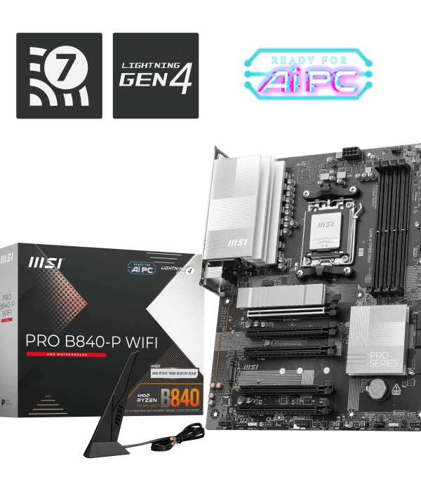 MSI MB PRO B840-P WIFI AM5 DDR5 8000MHZ(OC) HDMI 2x M.2 USB 10Gbs 2.5G LAN WI-FI 7 ATX