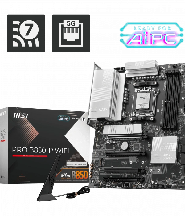 MSI PRO B850-P WIFI AM5 DDR5 8200MHZ(OC) HDMI 3x M.2 USB 10Gbs 5G LAN WI-FI 7 ATX