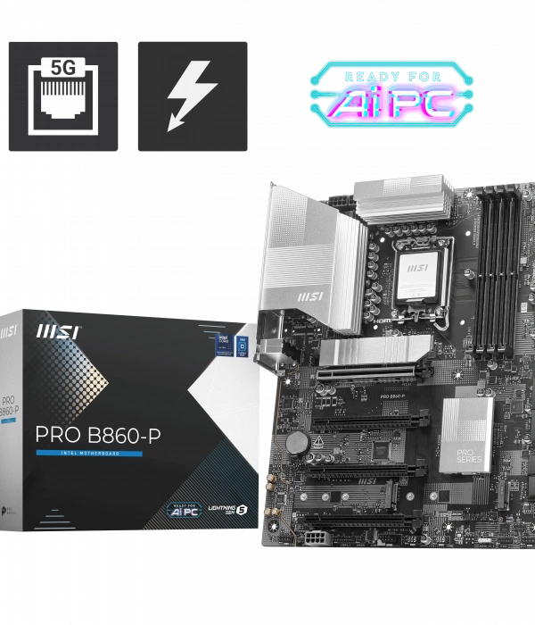 MSI PRO B860-P SOKET 1851 DDR5 8600MHZ(OC) 3xM.2 1x TB4 HDMI DISPLAY 5G LAN ATX
