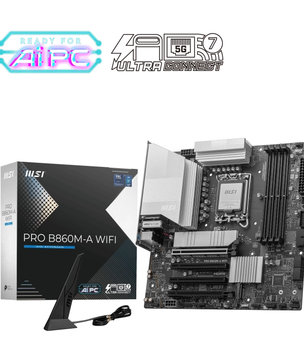MSI PRO B860M-A WIFI SOKET 1851 DDR5 8600MHZ(OC) 3xM.2 1x TB4 HDMI DISPLAY 5G LAN WIFI 7 mATX