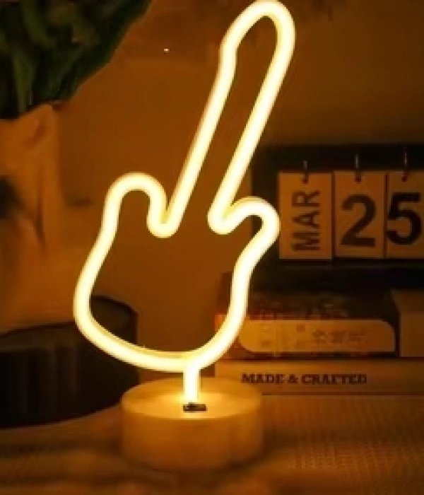 Neon Gitar Masa Lambası Pil+usb
