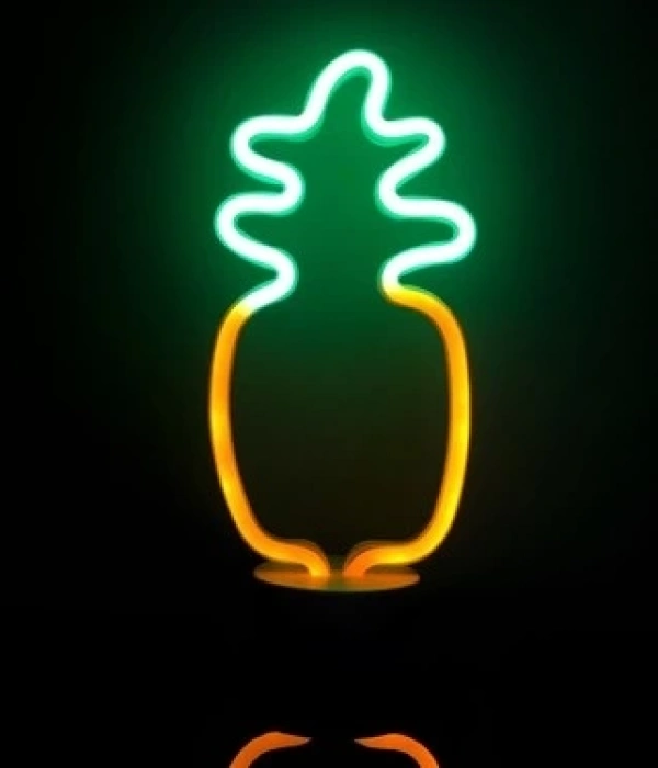 Neon Işıklı Ananas Masa Gece Lambası Pil+usb Mz6200-261