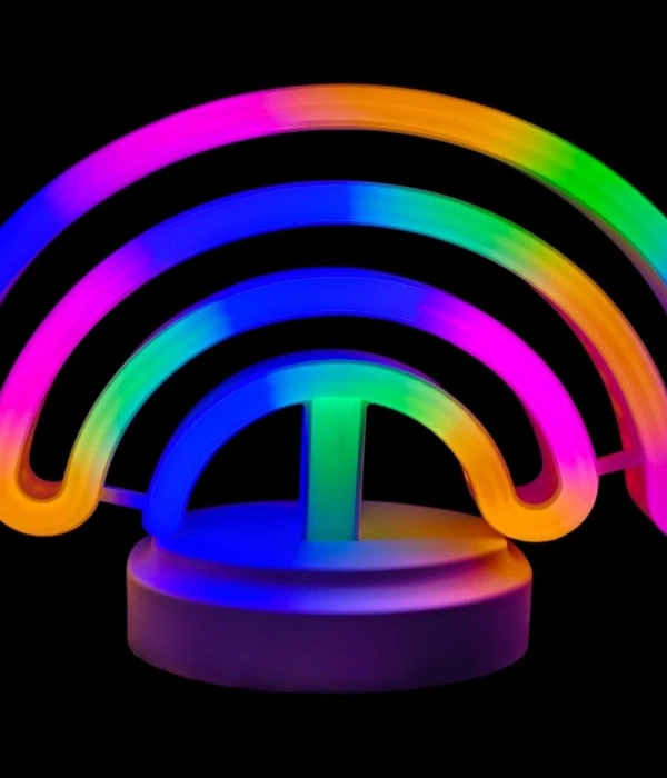 Neon Işıklı Gökkuşağı Masa Gece Lambası Pil+usb