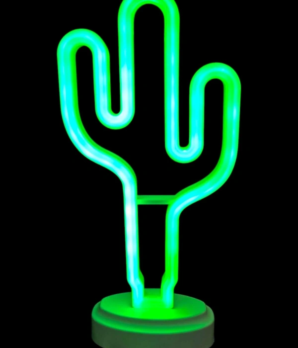 Neon Işıklı Kaktüs Masa Gece Lambası Pil+usb