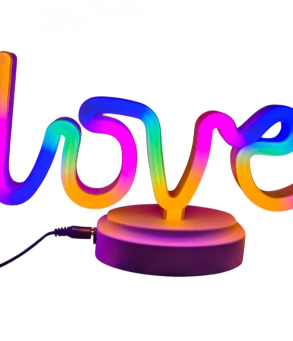 Neon Işıklı Love Yazılı Masa Gece Lambası Pil+usb