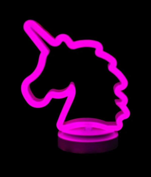 Neon Işıklı Unicorn Masa Gece Lambası Pil+usb
