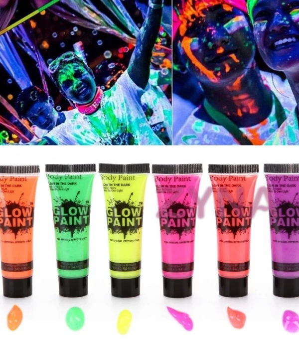 Neonlu Glow Parti Yüz Boyası 6 Renk 6 Adet