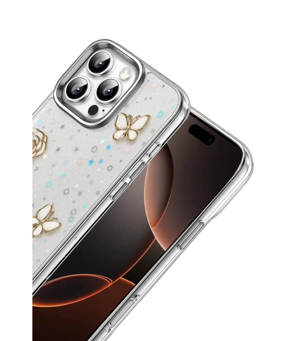 Newface Apple iPhone 16E Fiyonk Desenli Kapak