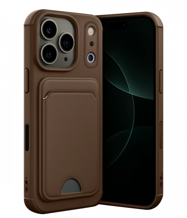 Apple iPhone 17 Pro Max Kelvin Kartvizitli Silikon - Kahverengi