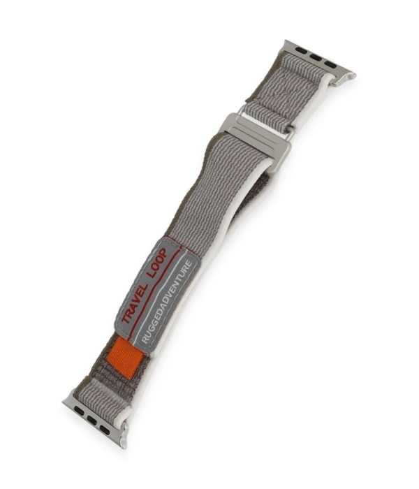 Newface Apple Watch 38mm Alice Kumaş Kordon - Gri-Beyaz