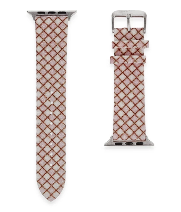 Newface Apple Watch 38mm Karo Motif Kordon - Pembe