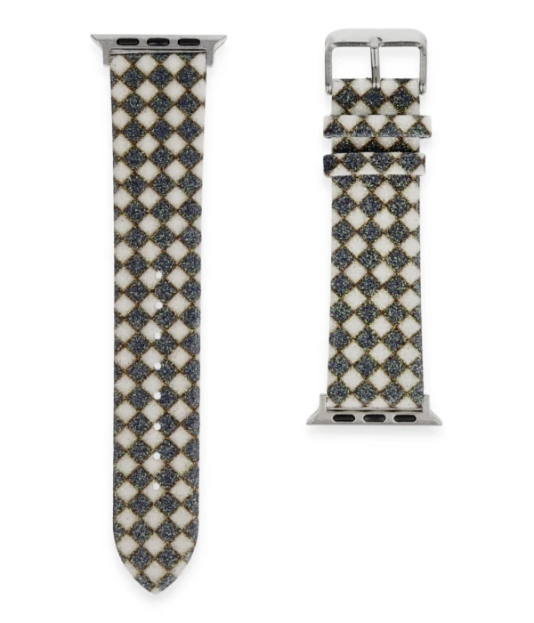 Newface Apple Watch 38mm Karo Motif Kordon - Siyah