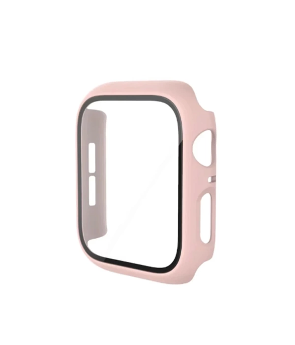 Newface Apple Watch 41mm Camlı Kasa Ekran Koruyucu - Pembe