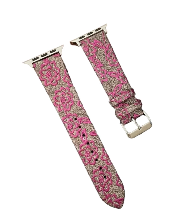 Newface Apple Watch 42mm Creeper Desenli Kordon - Pembe