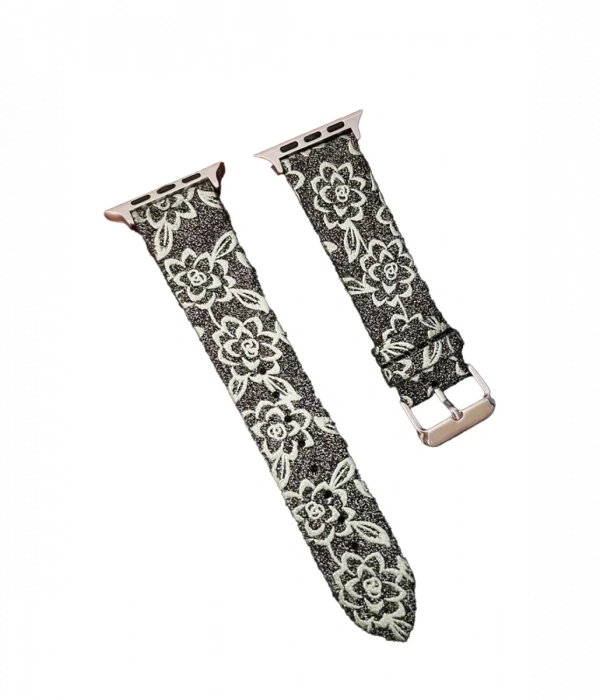 Newface Apple Watch 42mm Creeper Desenli Kordon - Siyah