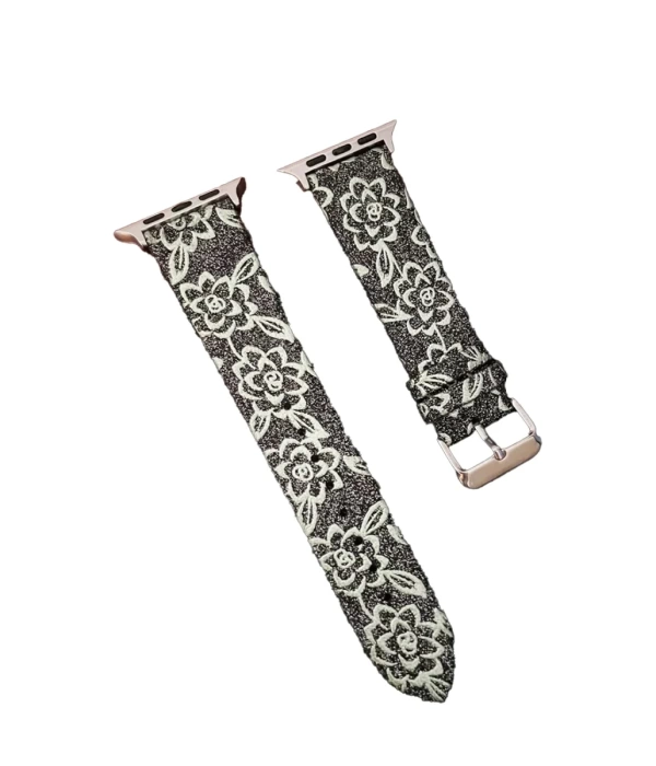 Newface Apple Watch 42mm Creeper Desenli Kordon - Siyah