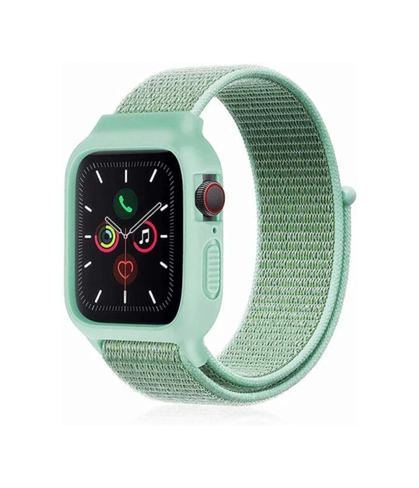Newface Apple Watch 42mm Hasırlı Cırtcırtlı Kasalı Kordon