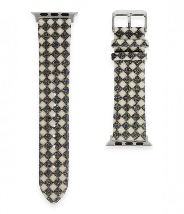 Newface Apple Watch 42mm Karo Motif Kordon - Siyah