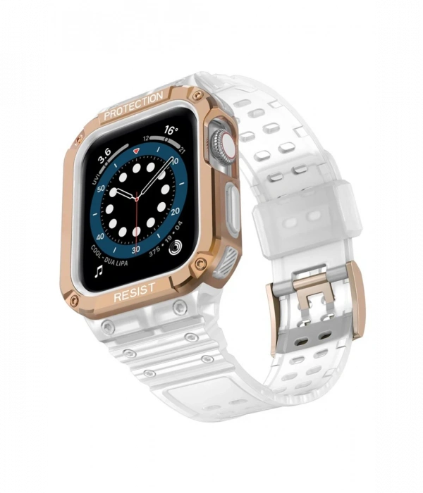 Newface Apple Watch 42mm KR401 Silikon Kordon - Beyaz-Rose