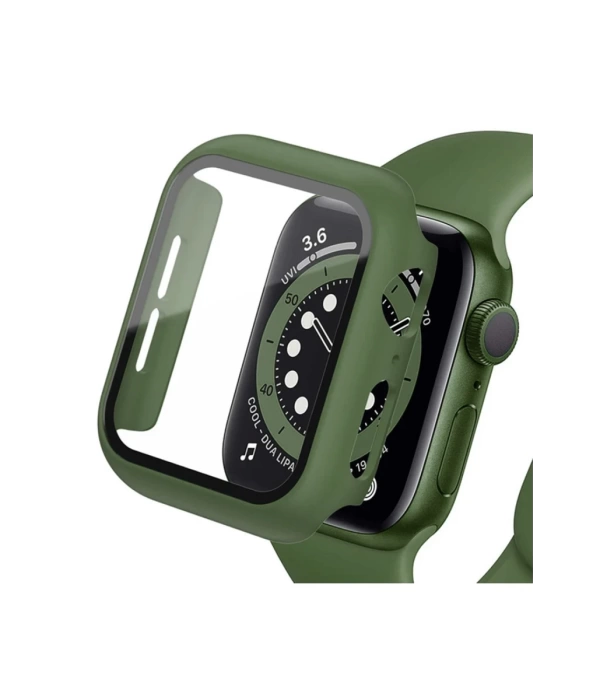 Newface Apple Watch 45mm Camlı Kasa Ekran Koruyucu - Koyu Yeşil