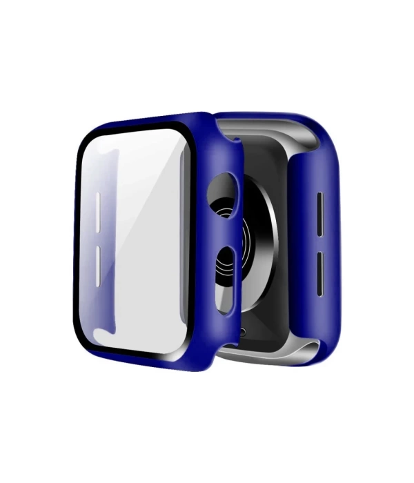 Newface Apple Watch 45mm Camlı Kasa Ekran Koruyucu - Lacivert