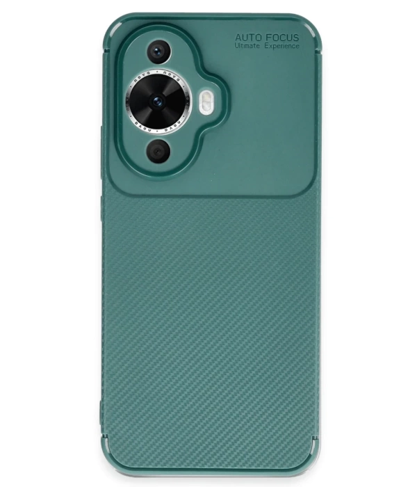 Newface Huawei Nova 12S Kılıf Auto Focus Karbon Kapak - Koyu Yeşil