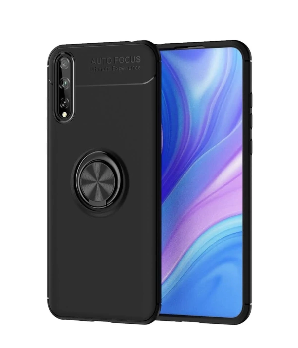 Newface Huawei P Smart S Kılıf Range Yüzüklü Silikon - Siyah