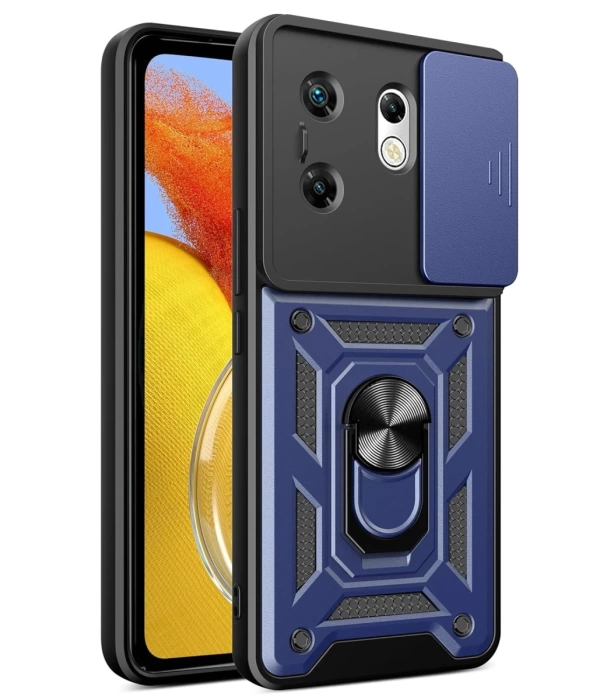 Newface İnfinix Zero 30 4G Kılıf Pars Lens Yüzüklü Silikon - Lacivert