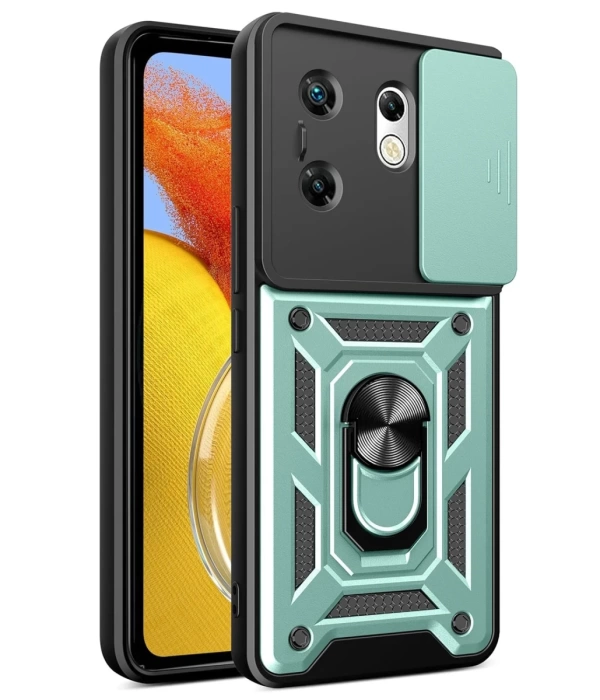 Newface İnfinix Zero 30 4G Kılıf Pars Lens Yüzüklü Silikon - Yeşil