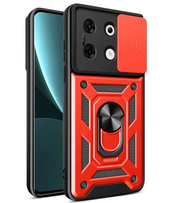 Newface İnfinix Zero 30 5G Kılıf Pars Lens Yüzüklü Silikon - Kırmızı