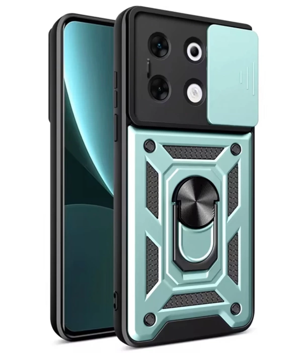 Newface İnfinix Zero 30 5G Kılıf Pars Lens Yüzüklü Silikon - Yeşil