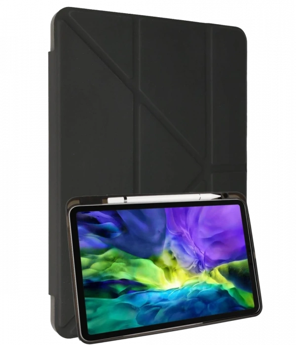 iPad 10.2 (8.nesil) Kılıf Kalemlikli Mars Tablet Kılıfı - Koyu Gri