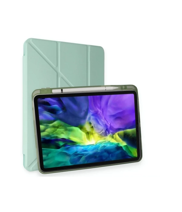 Newface iPad Pro 11 (2024) Kılıf Kalemlikli Mars Tablet Kılıfı - Açık Yeşil